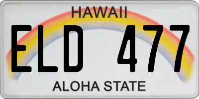HI license plate ELD477