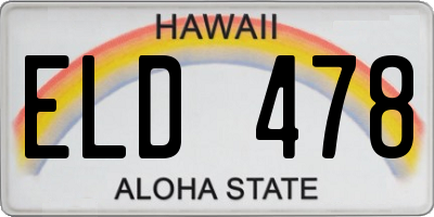 HI license plate ELD478