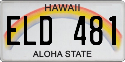 HI license plate ELD481