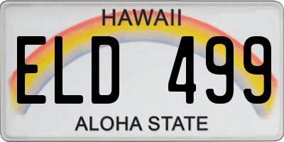 HI license plate ELD499