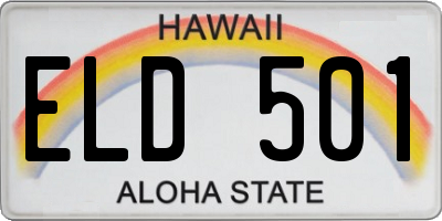 HI license plate ELD501