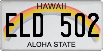 HI license plate ELD502