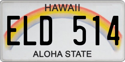 HI license plate ELD514