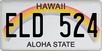 HI license plate ELD524
