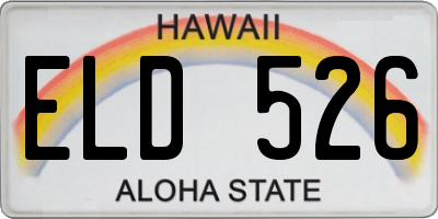 HI license plate ELD526