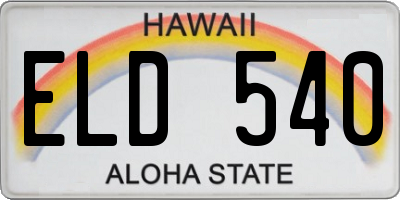 HI license plate ELD540