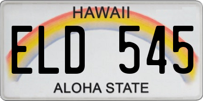 HI license plate ELD545