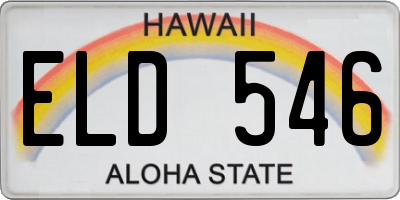 HI license plate ELD546