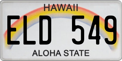 HI license plate ELD549