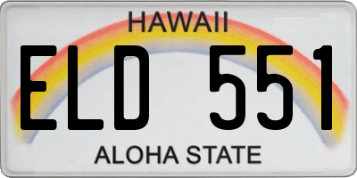 HI license plate ELD551