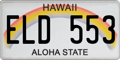 HI license plate ELD553