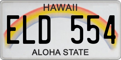 HI license plate ELD554