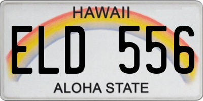 HI license plate ELD556
