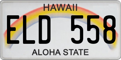 HI license plate ELD558