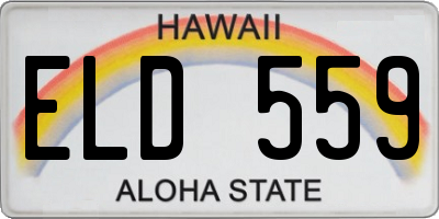 HI license plate ELD559