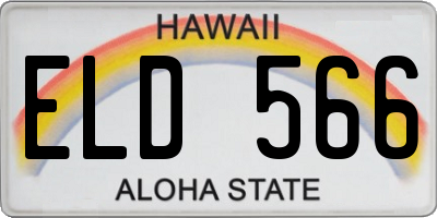 HI license plate ELD566