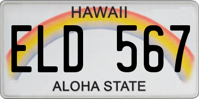 HI license plate ELD567