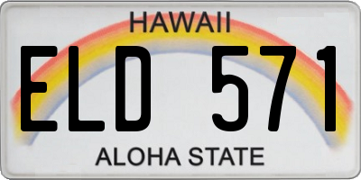 HI license plate ELD571