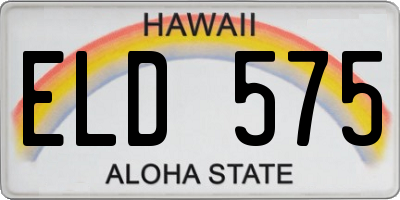 HI license plate ELD575