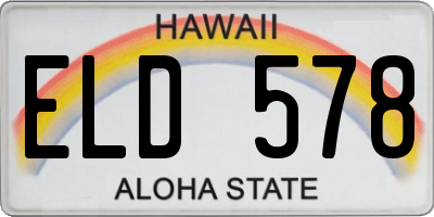 HI license plate ELD578