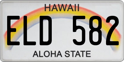 HI license plate ELD582
