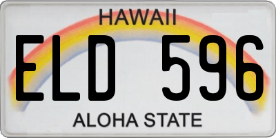 HI license plate ELD596