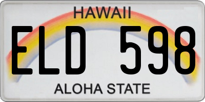 HI license plate ELD598
