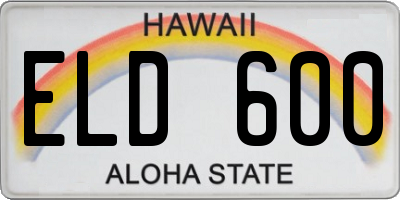 HI license plate ELD600