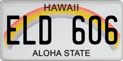 HI license plate ELD606