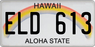 HI license plate ELD613