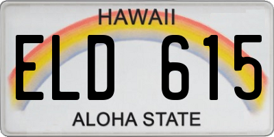 HI license plate ELD615