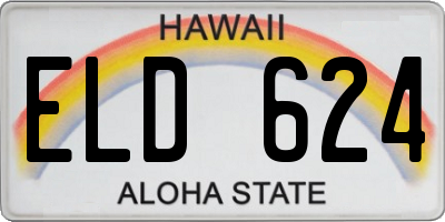 HI license plate ELD624