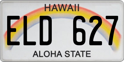 HI license plate ELD627