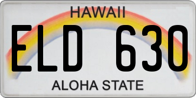 HI license plate ELD630