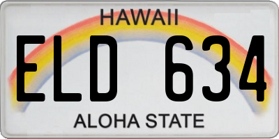 HI license plate ELD634