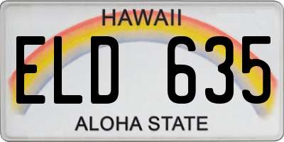 HI license plate ELD635