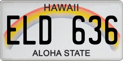 HI license plate ELD636