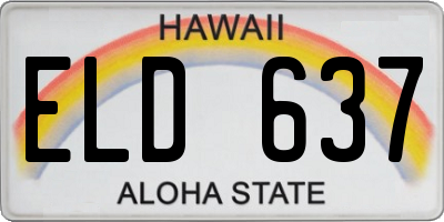 HI license plate ELD637