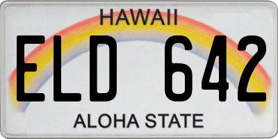 HI license plate ELD642