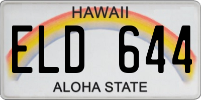 HI license plate ELD644