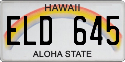 HI license plate ELD645