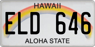 HI license plate ELD646