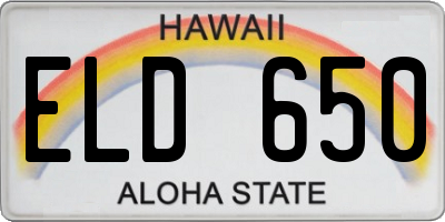 HI license plate ELD650