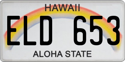HI license plate ELD653