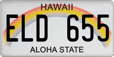HI license plate ELD655