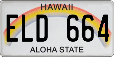 HI license plate ELD664