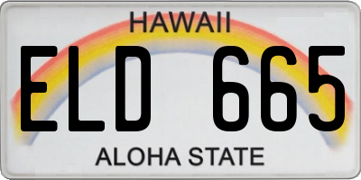 HI license plate ELD665