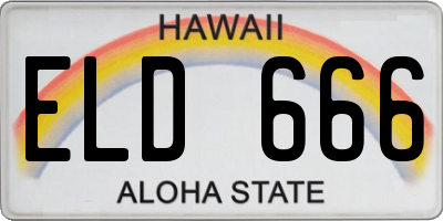 HI license plate ELD666