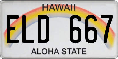 HI license plate ELD667