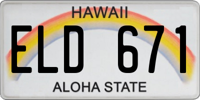 HI license plate ELD671